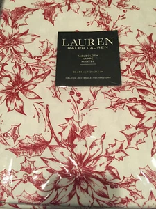 Ralph Lauren Weihnachtsstern 70" Runde Rot & Weiß Blumen Tischdecke -- Neu mit Etikett - Bild 1 von 4
