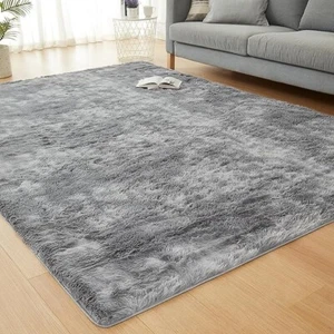 Light Grey Shag Rugs for Living Room - Soft Fluffy Plush Fuzzy 5x7 Area Rug - Picture 1 of 7