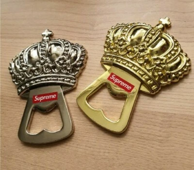 2X FW13 Supreme Apribottiglie Corona Oro E Argento Molto Raro Accessori 2013 - Immagine 1 di 4
