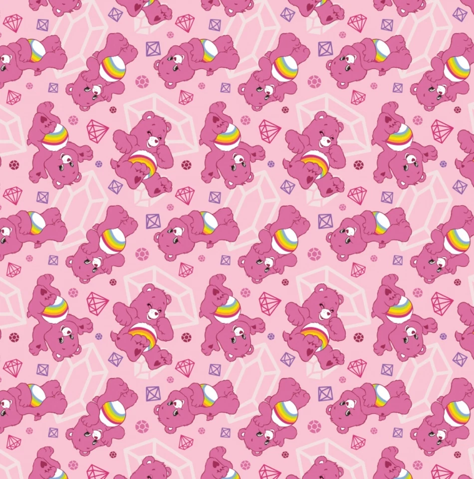 5/6 Yard Care Bear Sparkle & Shine Cheer Bear Diamond Cotton Fabric 30"L x 45"W  - Image 1 of 1