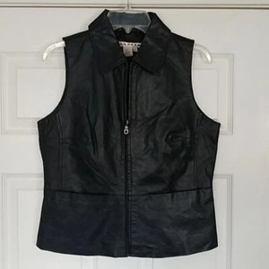 AMI Black Leather Vest S - Picture 1 of 5