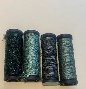 Kreinik Metallics Greens Lot of 4 In #12 And/or 1/16th. Exact Color Numbers Unkn - Picture 1 of 1