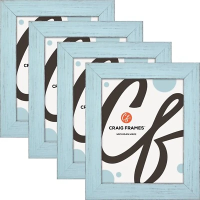 Jaspe, marco de fotos azul cielo rural de 1,5", tamaños comunes 4x5 - 24x36, paquete de 4 Foto 1 de 4