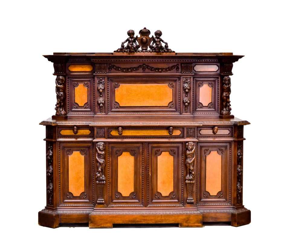 Aparador de querubim esculpido renascentista italiano antigo grande - Imagem 1 de 1