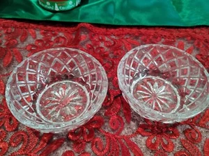 Pair Lenox Lead Crystal Clear Cut Diamond Design Round Bowl 3.5 inch - Picture 1 of 10