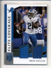 AMEER ABDULLAH 2018 DONRUSS ELITE COVERAGE DUAL USED WORN JERSEY AN1275