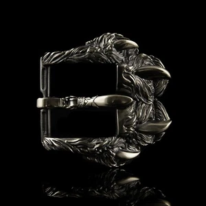 Hebilla de cinturón de plata alemana Wolftrack, pata de lobo con garras, hebilla de garras de bestia - Imagen 1 de 15