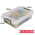 0.55L SOLID Stackable Clear Plastic Home Office Storage Box with Clip Lock Lid