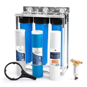 Sistema para toda la casa Big Blue de 20" de 3 etapas puerto de 1"+, carbono, GAC, filtros de sedimentos - Imagen 1 de 10