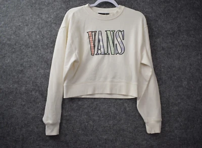 Suéter recortado cuello redondo VANS para mujer S colorido pulóver deletreado manga larga Foto 1 de 4