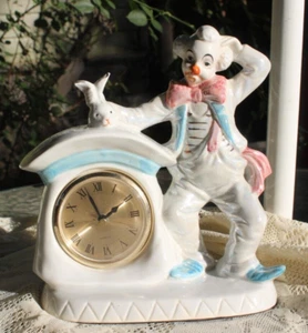 Reloj de cuarzo vintage de 1980 payaso mago cerámica funciona bien - Imagen 1 de 8
