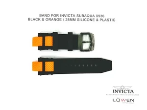 Authentic Invicta Subaqua 0936 Black Silicone & Orange Plastic 28MM Watch Band - Picture 1 of 3