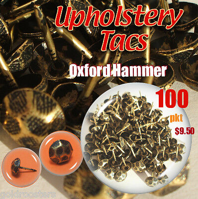 100 Vintage Antique Studs Brass Pins Tacs 11x16mm For Upholstery Leather Sofa • 17.70$