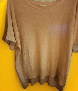 Eileen Fisher Linen Cotton Jersey Square Boxy Shirt Marigold Mustard XL New A125 - Picture 1 of 6