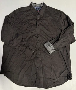 Robert Graham Dress Shirt Mens 4XL XXXXL Black Business Casual Beach Flip Cuff - Picture 1 of 8