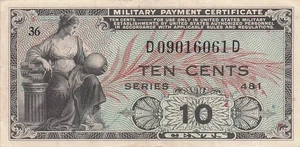 USA / MPC  10  Cents  1948  Series Of 481  Plate 36. Circulated Banknote HJA - Picture 1 of 2