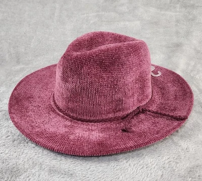 Sombrero para mujer Fedora talla única rosa chenilla tejido textura suave moda ancho floppy Foto 1 de 4