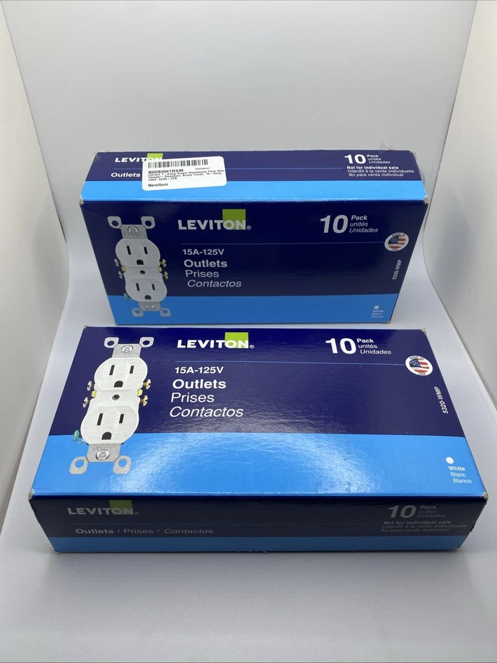 Leviton 10-Pack 15-Amp 125 Volt Duplex Electrical Wall Outlet White Replacement