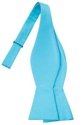 Self-Tied Satin Bow Tie Solid Tuxedo Adjustable Bowties For Turquoise Blue Foto 1 de 4