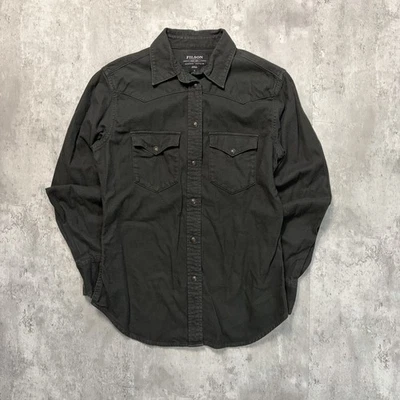 Filson Flannel Pearl Snap Shirt Mens Small Black Classic Business Utility - Image 1 of 4
