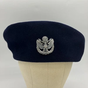 Merrimac Fur Felt Lish Kartiganer Beret Hat 22 1/2 W/ Civil Air Patrol Hat Pin - Picture 1 of 7