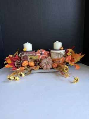 Decoración de mesa de Navidad, tarro de albañil, vela 16 oz. Tamaño pinta Foto 1 de 3