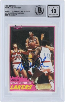 Magic Johnson Los Angeles Lakers Signed 1981-82 Topps #21 BAS Fanatics 10 Card - Image 1 of 2