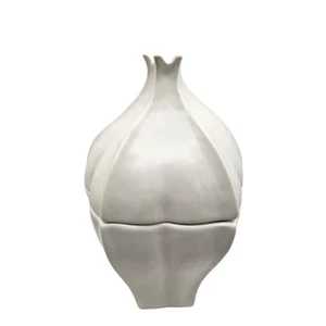 Studio A Star Fruit Jar With Lid White Ceramic Art Piece - Picture 1 of 8