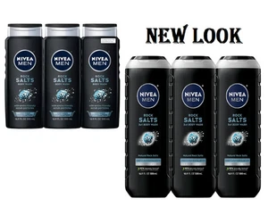 Nivea Men Deep Clean Rock Salts Body Wash, Exfoliating Rock Salt ,3 Pack 16.9 fl - Picture 1 of 6
