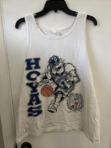 Vintage Georgetown Hoyas Tank Top T-Shirt L White Usa Ncaa Basketball 1990s - Picture 1 of 11