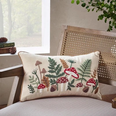 Catherine Lansfield Embroidered Woodland Cushion Girls Bedroom Embroidery Decor - Image 1 of 3