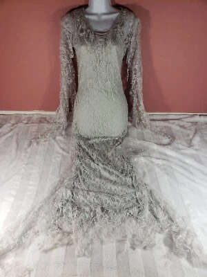 White Gray Lace Ghostly Lady Fun World Diamond Womens Halloween Costume M 8 10  - Image 1 of 4