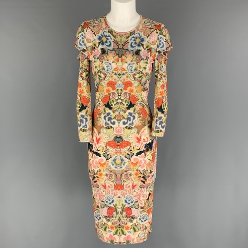 Abito ALEXANDER MCQUEEN taglia 4 multicolore astratto floreale misto rayon