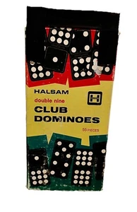 Juego de dominó Halsam Double Nine Club vintage n.º 200 Completo - Imagen 1 de 9