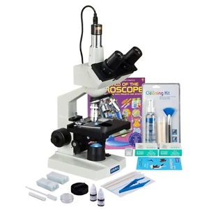 OMAX 2500X Digital Microscope 5MP Camera+Slide Preparation Kit+Book+Blank Slides - Picture 1 of 10