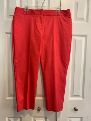Liz Claiborne Pantalones Coral Tiro Medio, Nuevo Con Etiquetas Talla 14P Pierna Delgada Tobillo Cremallera Verano Foto 1 de 4