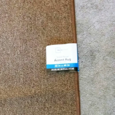 MAINSTAYS Solid Pecan Accent Rug 30"x46" Skid Stain Fade Resistant Machine Wash - Image 1 of 2