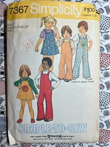 Simplicity Sewing Pattern 7367 Child's Short Jumper Overalls & Top Size 4 Cut - Picture 1 of 4