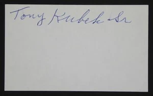 Tony Kubek Sr Hand Signed Autographed 3x5 Index Card Milwaukee Brewers - Picture 1 of 1