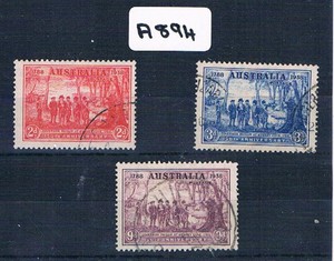 Australia 150th Anniversary of Botant Bay 3 Values Fine Used SG 193-95    894