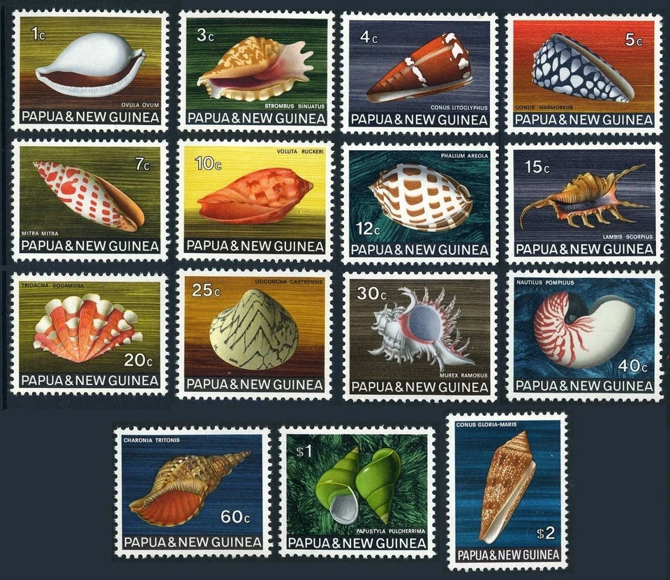 Papua New Guinea 265-279, lightly hinged. Michel 139-153. Shells 1968-1969. - Image 1 of 1