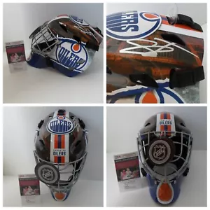 Casco máscara de portero firmado por Stuart Skinner Edmonton Oilers TAMAÑO COMPLETO CERTIFICADO DE AUTENTICIDAD JSA - Imagen 1 de 9