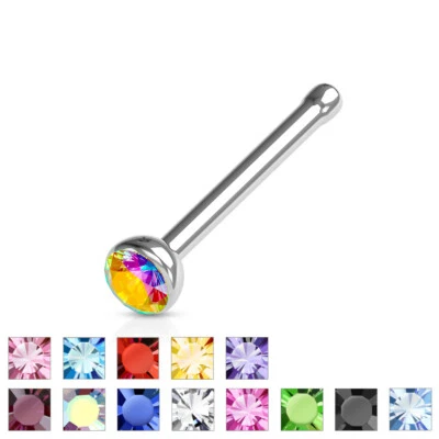 10pcs SAME-COLOR Press-Fit Gem Nose Rings Studs Bones Surgical Steel Wholesale - Image 1 of 2