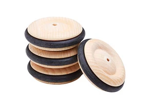4 wooden wheels with rubber tyres, 43mm - Picture 1 of 1