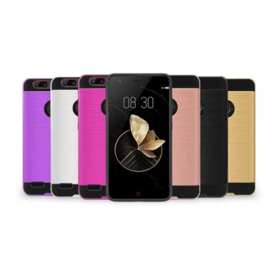 Funda híbrida delgada con cepillo de metal para ZTE Blade Z Max/Z982 Foto 1 de 3