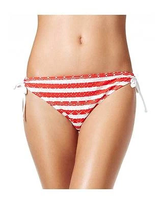 California Waves Junior Medium Red & White Striped Bikini Swimsuit Bottoms M NWT - Image 1 of 4