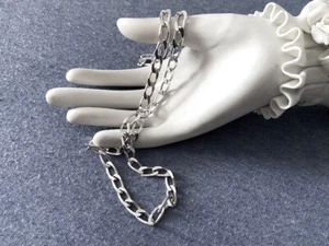 Nachlass 80er Jahre WUNDERSCHÖN!! Großes Panzerglied Italienische STERLING Kette HALSKETTE Italien 20" - Bild 1 von 8