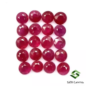 3.01 Karat Natürliche Rubin Rund Schliff 3 MM Menge 20 Stück Tief Rot Ton Lose - Bild 1 von 2