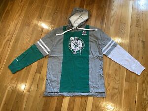 Celtics Mitchell & Ness 1986 NBA Finals Color Blocked Long Sleeve Hoodie T-Shirt