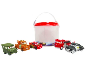 Official Pixar Cars Set of 5x Rubber (PVC) Bath Buddies (New +Tag +Container) - Picture 1 of 7